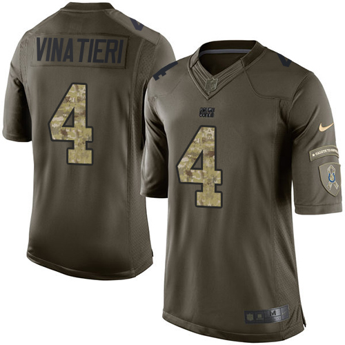 Men's Elite Adam Vinatieri Nike Jersey Green - #4 Salute to Service NFL Indianapolis Colts